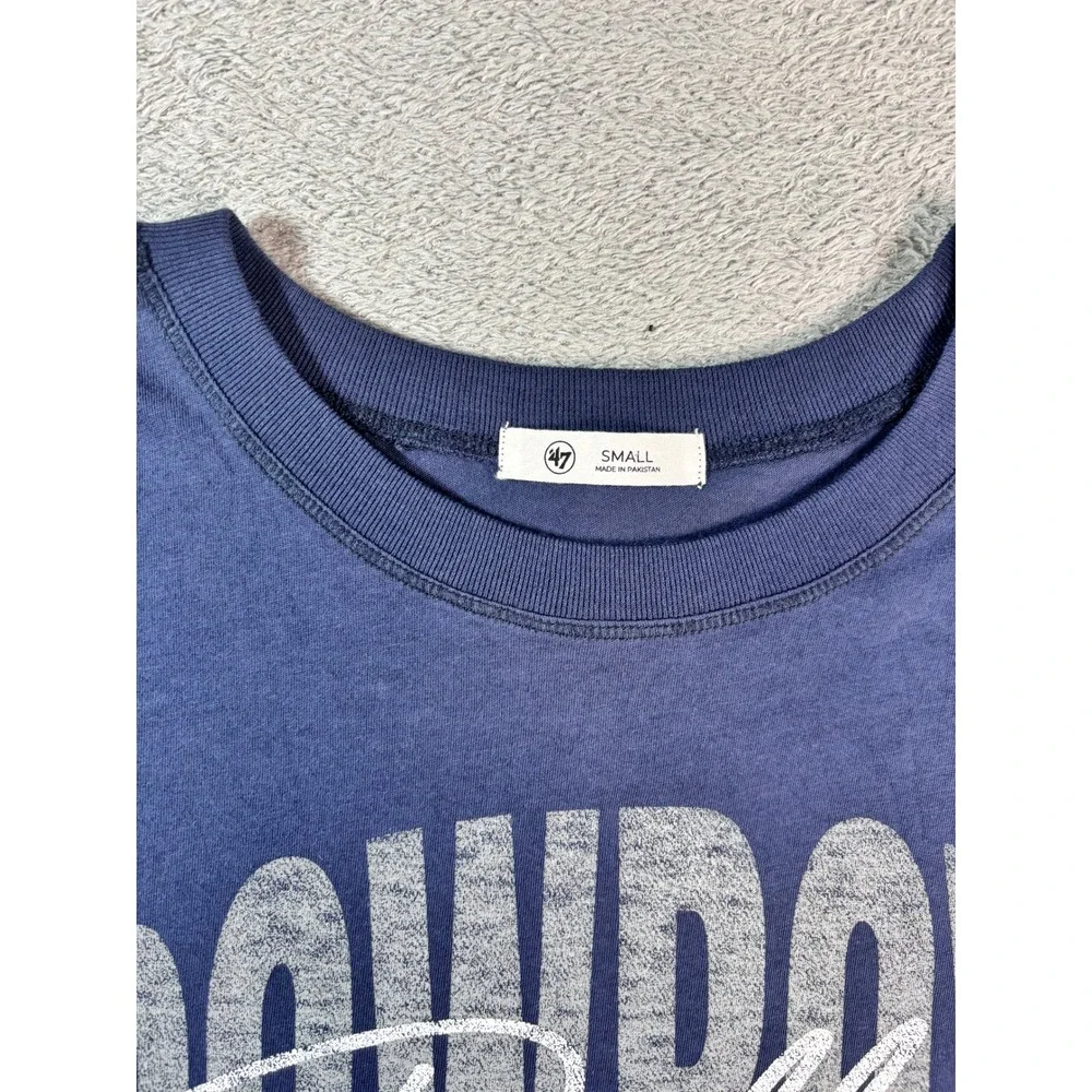 47 Brand Dallas Cowboys NFL T-Shirt Navy Blue Distressed Graphic Tee Small NWT